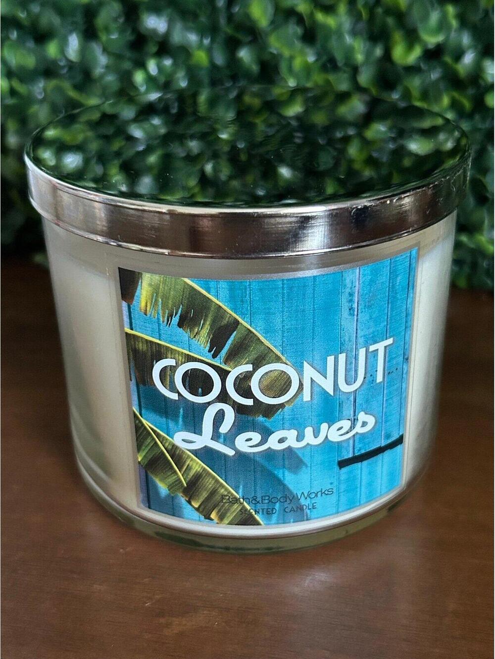Bath & Body Works Coconut Leaves 3 Wick Candle Retired Scent